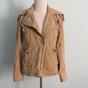 Zara Women's 100% Cotton Utility Jacket in Tan Medium